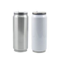 DIY Sublimation 9 12 15oz Cola Can with 2 Types Lids White Heat Transfer Coke Cans Stainless Steel Water Bottles Travel Mugs Flask 259 S2