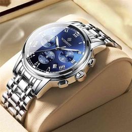 DOIT Fashion Men's Watch Stainless Steel Top Brand Luxury Sports Chronograph Quartz Watch Men Relogio Masculino 210804