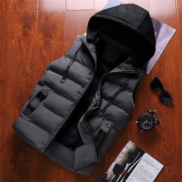 brand Men Vest Winter Hooded Sleeveless Jackets Stylish Men's Vest Plus Size Windproof Warm Waistcoat vest 211108