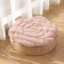Japanese Style 53x53cm Round Shorthaired Rose Cushion Home Floor Chair Decor Cushion Pad Car Mat Chair 210716