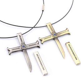 ONE PIECE Necklace Dracule Mihawk Cross Pendant Necklace Friendship Men Women Anime Jewellery Choker Accessories YS11446 G220310