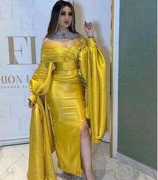 Women Cloth Wedding dress Yousef aljasmi Evening dress Yellow Satin Pleat Sweetheart Silver crystal Long sleeve Labourjoisie Kim kardashian kylie jenner