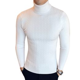 Winter High Neck Thick Warm Sweater Men Turtleneck Brand s Sweaters Slim Fit Pullover Knitwear Male Double collar 220125