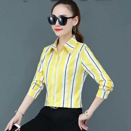 Korean Fashion Chiffon Women Shirts Striped Long Sleeve Blouses Plus Size XXL s Tops and Femininas Elegante 210531