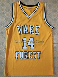 #14 Tyrone Bogue Wake Forest Demon Deacons Vintage Throwback Basketball Jerseys,Retro Men's Customised Embroidery and Stitched Jersey