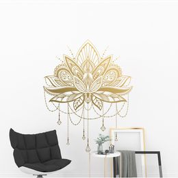 Mandala Lotus Vinyl Wall Stickers Unique Home Decor Bedroom Removable Wall Decal Yoga Studio Self Adhesive Art Decals E703 210308