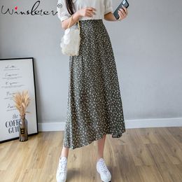 Green Floral Print Skirts Womens Vintage Elastic High Waist Midi Skirt Summer New Sweet Ladies Holiday Skirt Saia Faldas B04910B 210309