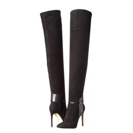Boots And Autumn Winter Women's Elastic Boot, Over-the-knee Knee Boots, Thin Heel High Heels Black Knight Shoes Botas De Mujer
