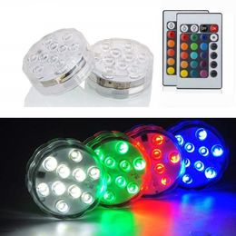 Led Party RGB Submersible Lamp IP65 Battery Operated light Multicolor Changing Underwater Pool Lights with Remote Control for Wedding DH5046