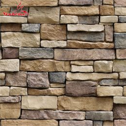 Waterproof Stone Brick Wall Sticker Self adhesive Wallpaper Home Decor Wall Art Decal Living Room Bedroom Bathroom Kitchen Decor 210308