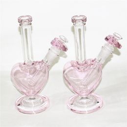 heart shape glass bong high quality water pipe hookah dab oil rigs 14mm joint with 2 types slide bowls reclaim catcher adapters