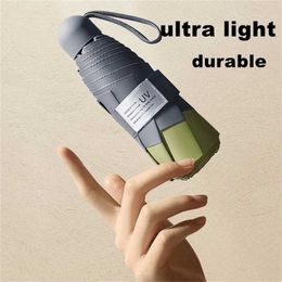 Light Mini Umbrella Waterproof Anti-UV Protection 5 Folding Fashion Portable Durable Travel Rain Women Gift Pocket Solid Outdoor 211124