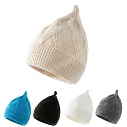 Autumn Winter Baby Kids Knitted Hat Solid Color Crochet Cap Boys Girls Warm Beanie Children Hats