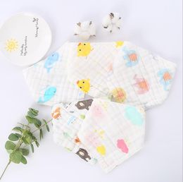 Baby Button Bibs Animal Printed Infant Bandana Muslin Smock Burp Cloths Feeding Triangle Scarf Saliva Towel Accessories 9 Colours BT5675
