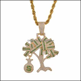 Pendant Necklaces & Pendants Jewellery Hip Hop Gold Sier Colour Cubic Zircon Us Dollar Money Tree Necklace For Men Iced Out Bling Gifts Drop De