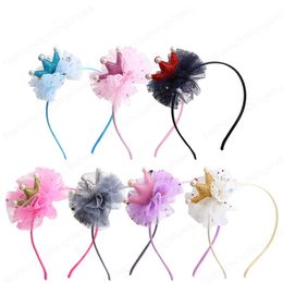 Sweet Fashion Children Net Yarn Girls Hairband Shining Crown Princess Korean Headband Hair Accessories Ornament For Women