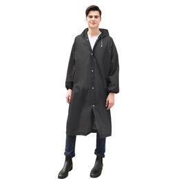 Outdoor walking travel Siamese raincoat non-disposable EVA thick fashion Drawstring sleeves poncho lightweight breathable raincoats