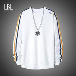 LBL Men's Stripe Sweatshirts Spring Casual Embroidery Fleece Tracksuits Men Solid Hoodies Streetwear Mens Sweatshirts 210728