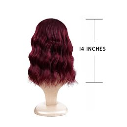 Water Wave Bob Wigs for Women Synthetic Bob Wig with Bangs Glueless Non Lace Frontal Wig Red Black Purple Heat Resistant Wigsfactory direct