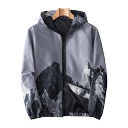 Men's Jackets 2021 Autumn Windbreaker Men Hooded Coats Causal Cotton Print LightWeight Bomber Clothes Sportswear