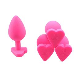 Nxy Sex Anal Toys 3.5 8cm Medium Size Heart Shape Small Mini Pink Silicone Butts for Men 1119