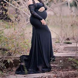 Maternity Dresses For Po Shoot Chiffon Pregnancy Dress Pography Props Maxi Gown Pregnant Women Clothes 210922