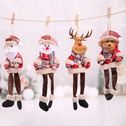 Christmas Decorations Christmas Tree Ornaments Doll Santa Claus ELK Plaid Hanging Leg Pendant w-01229