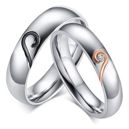 Wedding Rings Wholesale Couple Ring Black Rose Gold Classic Titanium Steel Korean Edition Micro Zircon Stone R263G