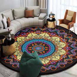 Carpets Anti-slip Round Carpet Vintage Chair Floor Mat Creative Soft Living Room Printed Rug El Bedroom Home Decoration