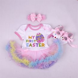 Birthday Baby Set Summer Short Sleeve Roupas Infantis Bebes Easter Festival Outfit+Tutu Pettiskirt Dress Party Clothing Sets 126 Q2