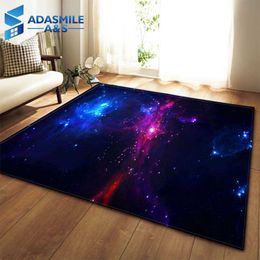 3D Carpets Living Room Galaxy Space Stars Decoration Bedroom Parlor Tea Table Area Rug Mat Soft Flannel Large Rug and Carpet 210727