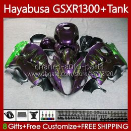 Bodys For SUZUKI GSX-R1300 Hayabusa GSXR-1300 GSXR 1300 CC 96-07 74No.202 1300CC GSXR1300 96 1996 1997 1998 1999 2000 2001 Purple green GSX R1300 02 03 04 05 06 07 Fairing