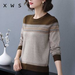 casual basic autumn winter vintage Sweater Women long sleeve Soft Knit sweater Pullovers stripe female Jumper top jersey mujer 210604