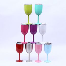 10oz Wine Tumbler Stainless Steel Wine Glass Goblet Double Walled Vacuum Insulated Unbreakable Cup Drinkware Coloured champagne glass ZWL93