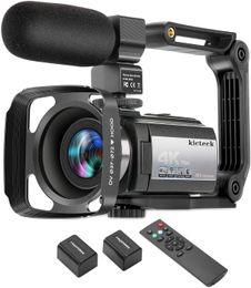 -Cámara de video Camcorder 4K 60FPS Ultra HD Cámara WiFi digital 48MP 3 pulgadas Pantalla táctil Visión nocturna 16X Grabadora de zoom digital con micrófono externo, control remoto