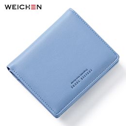 Thin Style Women Wallets Zipper Coin Bag in Back Blue Soft Leather Ladies Slim Female Small