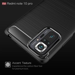 Brushed Carbon Fibre Cell Phone Cases Soft TPU Silicone Protective Case for Redmi Note 10 Pro Max