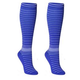 Men Women Outdoor Cycling Breathable Compression Socks Nurses Striped Flight Travel Pregnancy Riding Stretch Athletic Fashion Y1222