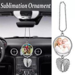 Sublimation Große Flügel Halsketten Anhänger Rohlinge Auto Anhänger Engel Flügel Rückspiegel Dekoration Hängen Charme Ornamente