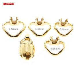 NXYCockrings Gold cock cageGold HT V3 Standard Male Chastity Device with 4 Rings small CAGE Belt cage BDSM toys 1124