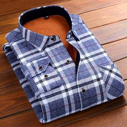 Fashion Men's Slim Shirts Autumn And Winter Thickening Warm Plaid 24 Colours Male Shirt Clothing Size M-5Xl