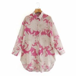 Women Flower printing Chiffon Shirt Femme Turndown Collar Long sleeve Blouse Casual Lady Loose Tops Blusas S8078 21302