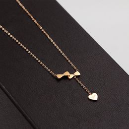 Pendant Necklaces Butterfly Knot & Hearts Necklace Titanium Steel Rose Gold Color Women Heart ,wholesales Price