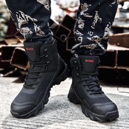 Military Boots Men Casual Shoes Genuine Leather Waterproof Platform Combat Boots For Men Tactical Boots Army Botas Black