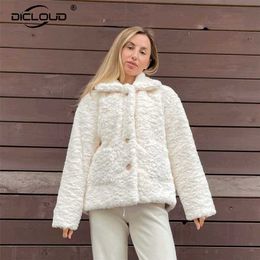 Women Winter Soft Furry Jackets and Coats Chic Solid Plush Fur Jacket Female Thicken Warm Pockets Outerwear Faux Fur Coat Women 211110