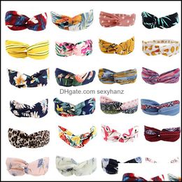 Headbands Hair Jewelry Jewelryhigh Quality Soft Cross Sports Sweatbands Headband Women Girls Mticolor Yoga Movement Absorbent Khan Wide-Brim