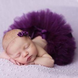 Skirts Born Girl Pography Props Outfits Baby Tutu Skirt And Flower Headband Set Infant Po Shoot Prop Shower Gift