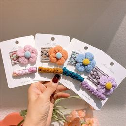 2021 New Fashion Children's Fabric Twist Hairpins Headdress Sweet Girl Vintage Cute Flower Embroidery BB Clip Hair Accessories