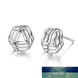 925 Sterling Silver Fashion Jewellery Triangle Twist Wave Stud Earrings For Women Party Gifts Wholesale S-E147