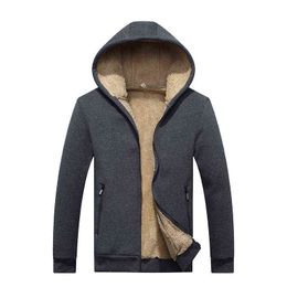 men Lamb cashmere sweatshirts mens thickened sweatshirts men's cashmere hoodies casual zipper men cardigan Winter sweatshirts 211217